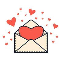 Briefumschlag mit ein Liebe Brief. Symbol von Valentinstag Tag. vektor