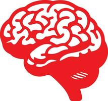 ai genererad huvud av mänsklig tror hjärna aning ikon platt röd linje stroke isolerat. maskin av artificiell intelligens teknologi vektor