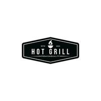 heiß Grill Grill Grill Logo Design Jahrgang retro Vorlage vektor