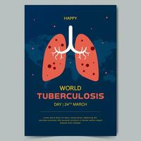 värld tuberkulos dag Mars 24:e flygblad med perforerad lungor illustration vektor