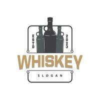 whisky logotyp, dryck märka design med gammal retro årgång prydnad illustration premie mall vektor