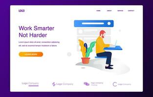 man Sammanträde arbetssätt med bärbar dator illustration begrepp för hemsida eller landning sida vektor