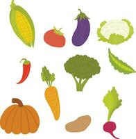 samling av färska grönsaker i tecknad stil vektor