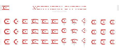 stor samling av nordlig cypern flaggor av olika former och effekter. vektor