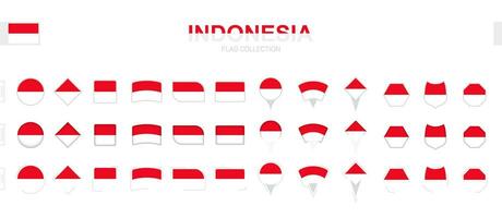 stor samling av indonesien flaggor av olika former och effekter. vektor