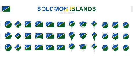 stor samling av solomon öar flaggor av olika former och effekter. vektor
