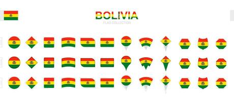 stor samling av bolivia flaggor av olika former och effekter. vektor