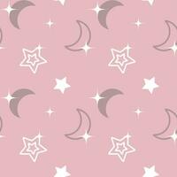 nahtlos Muster, Mond, Sterne und Sternbilder auf ein sanft Hintergrund. Raum Hintergrund, Kinder- Textil, Vektor