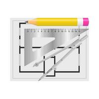 linjal, penna med period i papper illustration vektor