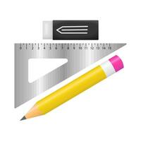 linjal, penna med suddgummi illustration vektor