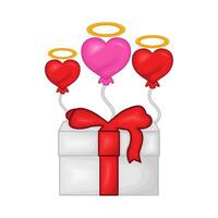 kärlek ängel ballong i gåva låda illustration vektor