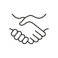 Deal Linie Symbol. Handschlag linear Piktogramm. Geschäft Partnerschaft, Hand Shake Gliederung Symbol. Fachmann Vereinbarung. Grüße, Einführung beim treffen, editierbar Schlaganfall. isoliert Vektor Illustration.