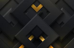 modern abstrakt geometrisk svart bakgrund med guldmetallelement vektor