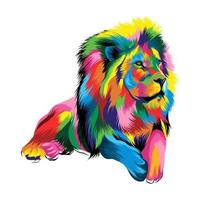 lejon från mångfärgade färger. stänk av akvarell, färgad ritning, realistisk. vektor illustration av färger