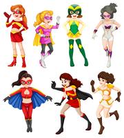 Sju kvinnliga superhjältar vektor