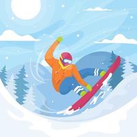 man snowboard under vintern vektor