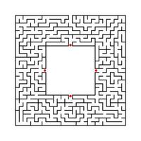 schwarzes abstraktes quadratisches Labyrinth mit einem Platz für Ihr Bild. ein interessantes und nützliches Spiel für Kinder. eine einfache flache Vektorillustration lokalisiert auf einem weißen Hintergrund. vektor