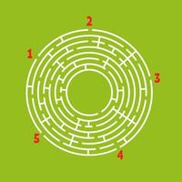 abstraktes rundes Labyrinth. Spiel für Kinder. Puzzle für Kinder. den richtigen Weg finden. Labyrinth Rätsel. flache Vektorillustration lokalisiert auf farbigem Hintergrund. mit Platz für Ihr Bild. vektor