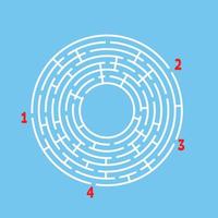 abstraktes rundes Labyrinth. Spiel für Kinder. Puzzle für Kinder. den richtigen Weg finden. Labyrinth Rätsel. flache Vektorillustration lokalisiert auf farbigem Hintergrund. mit Platz für Ihr Bild. vektor