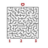 abstraktes quadratisches Labyrinth. Spiel für Kinder. Puzzle für Kinder. den richtigen Weg zum Herzen finden. Labyrinth Rätsel. flache Vektorillustration lokalisiert auf weißem Hintergrund. vektor