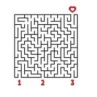 abstrakt fyrkantig labyrint. spel för barn. pussel för barn. hitta rätt väg till hjärtat. labyrintkonst. platt vektorillustration isolerad på vit bakgrund. vektor