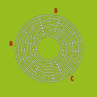 abstraktes rundes Labyrinth. Spiel für Kinder. Kinderpuzzle. viele Eingänge, ein Ausgang. Labyrinth Rätsel. einfache flache vektorillustration lokalisiert auf farbigem hintergrund. mit Platz für Ihr Bild. vektor