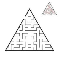 abstraktes dreieckiges Labyrinth. Spiel für Kinder. Puzzle für Kinder. ein Eingang, ein Ausgang. Labyrinth Rätsel. flache Vektorillustration lokalisiert auf weißem Hintergrund. mit Antwort. vektor