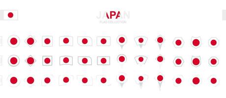 groß Sammlung von Japan Flaggen von verschiedene Formen und Auswirkungen. vektor