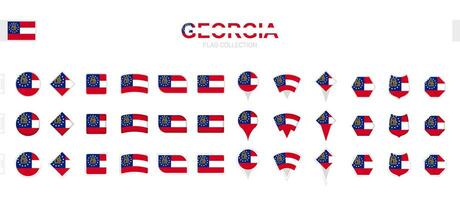 stor samling av georgien flaggor av olika former och effekter. vektor
