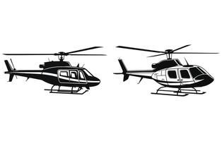 silhuett av en helikopter på vit bakgrund, helikopter enkel svart silhuett. vektor