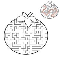 Labyrinth tomate. Spiel für Kinder. Puzzle für Kinder. Cartoon-Stil. Labyrinth Rätsel. Schwarz-Weiß-Vektor-Illustration. mit Antwort. die Entwicklung des logischen und räumlichen Denkens. vektor