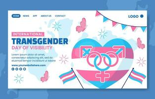 Transgender Tag von Sichtweite Sozial Medien Landung Seite Karikatur Vorlagen Hintergrund Illustration vektor