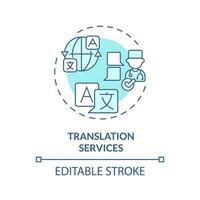 2d redigerbar blå översättning tjänster ikon, enkel isolerat enfärgad vektor, medicinsk turism tunn linje illustration. vektor