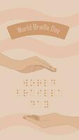 Postkarte zum Welt Blindenschrift Tag. Banner, Karte. Vektor Illustration. Januar 4