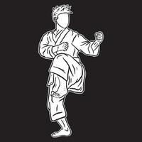 karate ikon svart vit vektor silhuett