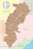 chhattisgarh distrikt Karta med granne stat vektor