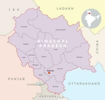 Himachal Pradesh Kreis Karte mit Nachbar Zustand und Land vektor