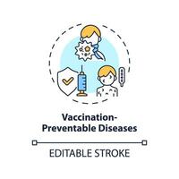 2d editierbar dünn Linie Symbol Impfung vermeidbar Krankheiten Konzept, isoliert einfach Vektor, Mehrfarbig Illustration Darstellen Erziehung Kinder mit Gesundheit Themen. vektor