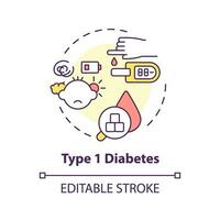 2d editierbar dünn Linie Symbol Art 1 Diabetes Konzept, isoliert einfach Vektor, Mehrfarbig Illustration Darstellen Erziehung Kinder mit Gesundheit Themen. vektor