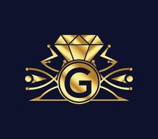 G Brief Diamant Luxus mit golden Farbe Unternehmen Logo Design vektor