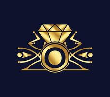 Ö Brief Diamant Luxus mit golden Farbe Unternehmen Logo Design vektor