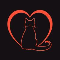 ai generiert Gemeinschaft Katze Center rot Linie Logo. ausdauernd Liebe zu Tiere. herzerwärmend Pflege. Design Element. ai Kunst zum korporativ Marke, Haustier Geschäft Anfang vektor