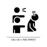 2d Pixel perfekt Glyphe Stil Diskriminierung Symbol, isoliert Vektor, Silhouette Illustration Darstellen Psychologie. vektor