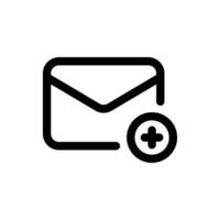 Lägg till e-post ikon i trendig översikt stil isolerat på vit bakgrund. Lägg till e-post silhuett symbol för din hemsida design, logotyp, app, ui. vektor illustration, eps10.