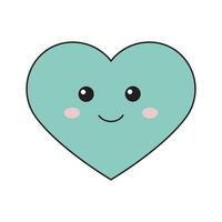 lächelnd Liebe Blau Herz im süß kawaii Stil. Valentinsgrüße Tag, Weiß Tag Symbol. vektor