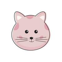 süß Rosa Katze Gesicht im kawaii Stil. Karikatur wenig Miezekatze, Kätzchen. vektor