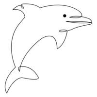 einfach Delfin kontinuierlich Single Linie Kunst Zeichnung Gliederung Vektor Illustration