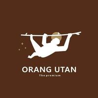 djur- orangutang naturlig logotyp vektor ikon silhuett retro hipster