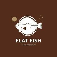 djur- platt fisk naturlig logotyp vektor ikon silhuett retro hipster
