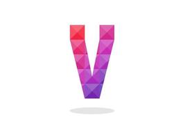 geometrisches buchstaben-v-logo mit perfekter kombination von rot-blauen farben. vektor